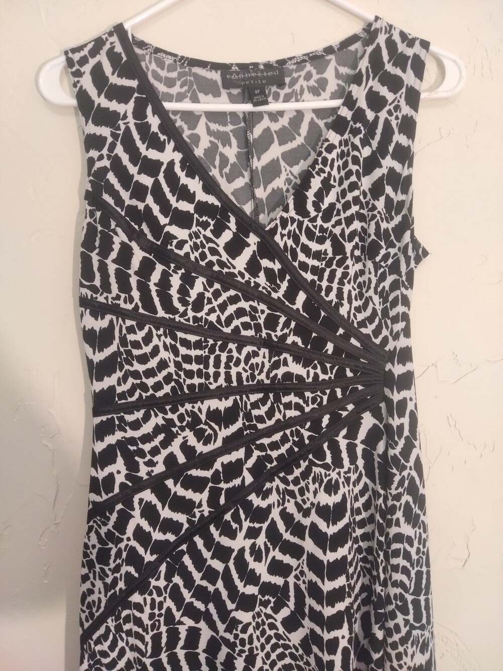 Connected Petite Black and White Dress